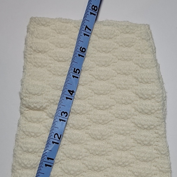 VTG Sweater Cardigan Coat Longline Knit 3/4 Sleeve Open Front Collar 60s Cream M - Picture 9 of 9